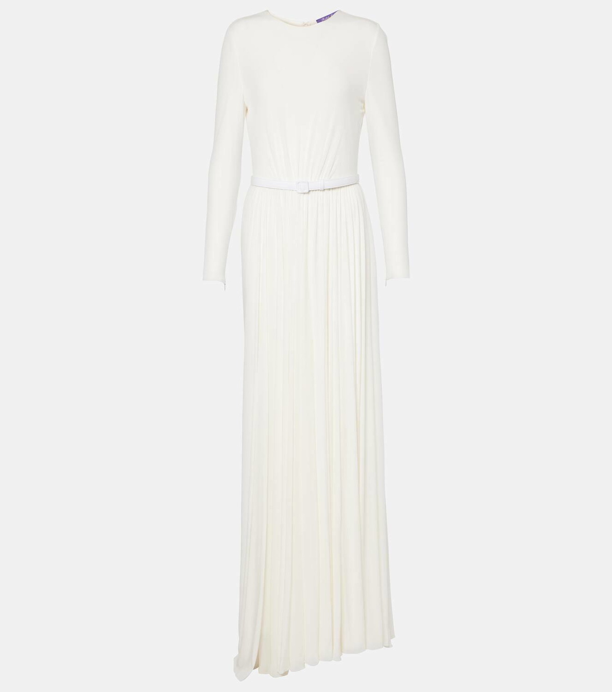 Ralph Lauren Collection Shirred leather-trimmed maxi dress