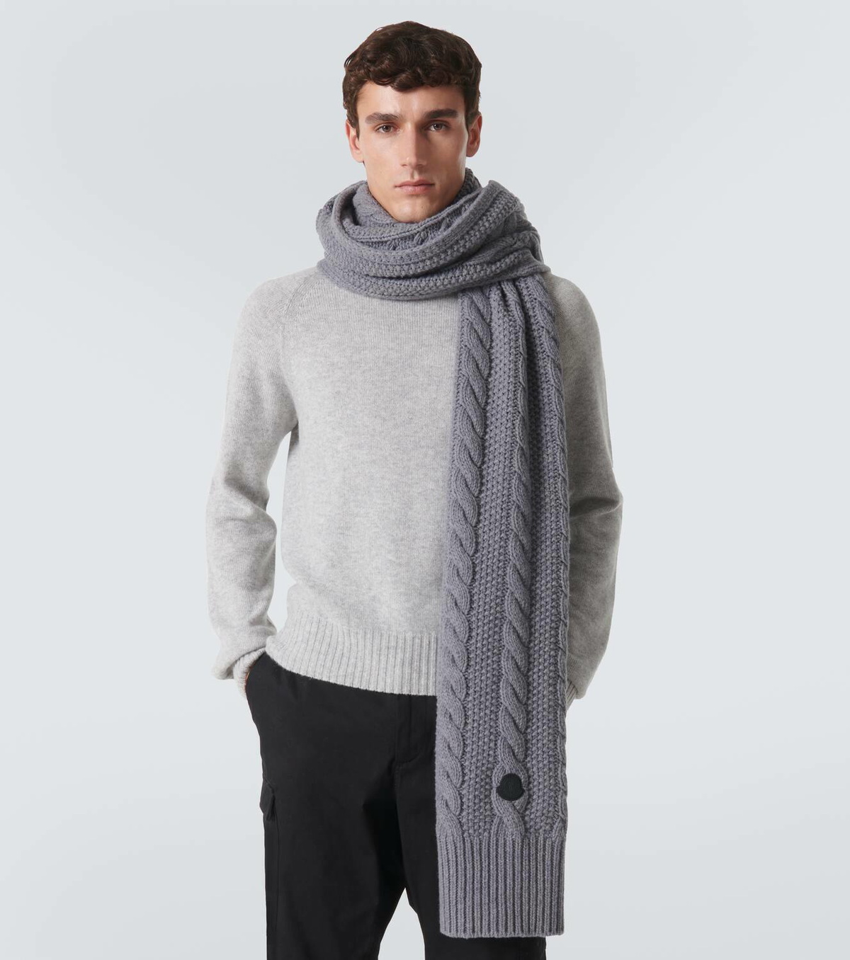 MONCLER グレー ストライプ マフラー Moncler Wool Scarf Moncler Scarf Grey Moncler Grenoble Sciarpa