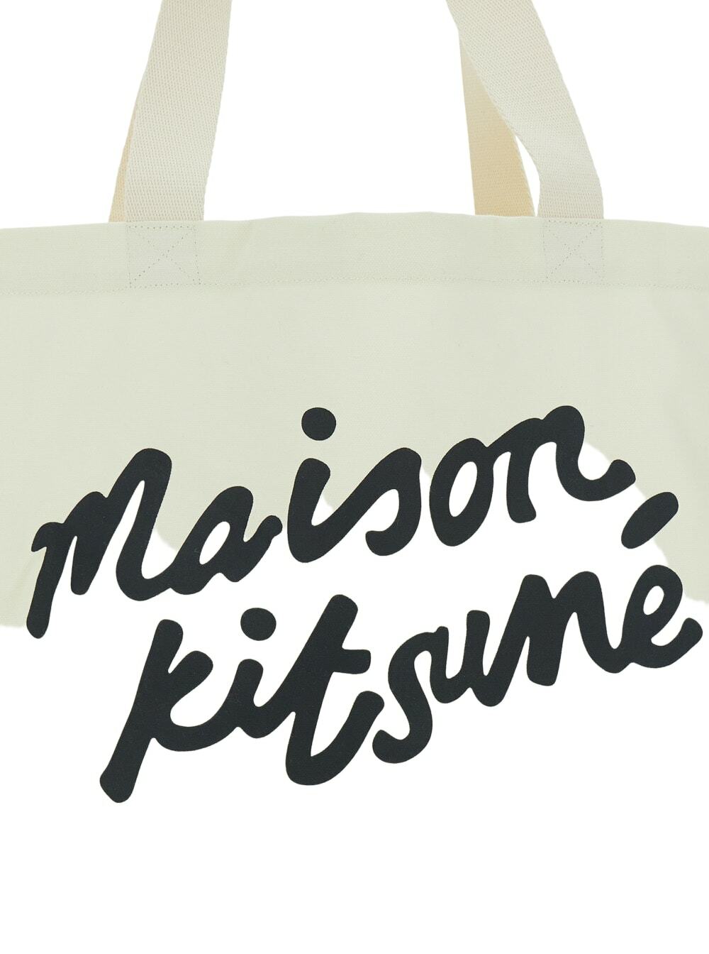 Maison Kitsuné White Shopper With Maxi Logo Lettering On The Front In Cotton Man