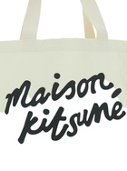 Maison Kitsuné White Shopper With Maxi Logo Lettering On The Front In Cotton Man