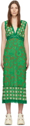 Anna Sui Green Paradisiac Combo Mesh Dress