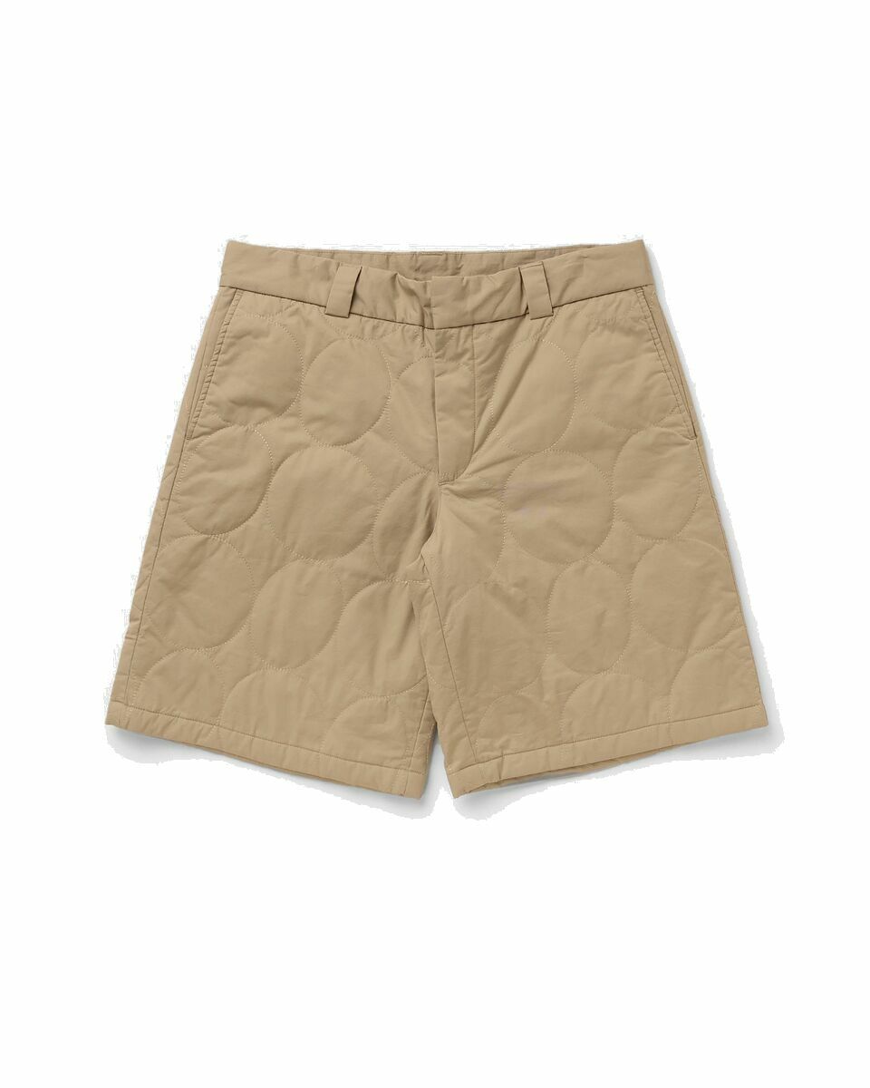 Photo: Bstn Brand Logo Pattern Quilted Shorts Beige - Mens - Casual Shorts