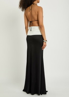 The New Arrivals Ilkyaz Ozel Euphorie Colour-block Ruched Stretch-jersey Maxi Dress Black And White