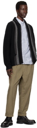 BEAMS PLUS Black Full Zip Shawl Collar Sweater