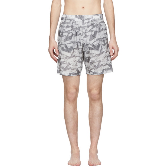 Photo: Off-White Grey All Over Arrows Swim Shorts