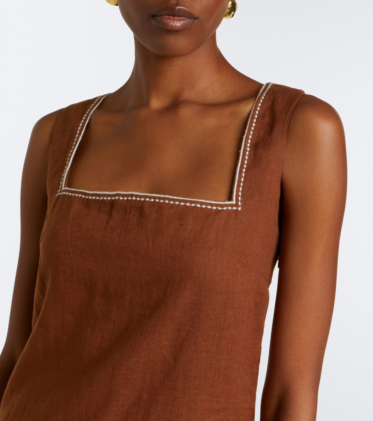 Veronica Beard Shanice scalloped linen minidress