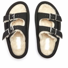 MM6 Maison Margiela Women's Shearling Sandal in Frozen Dew/Black