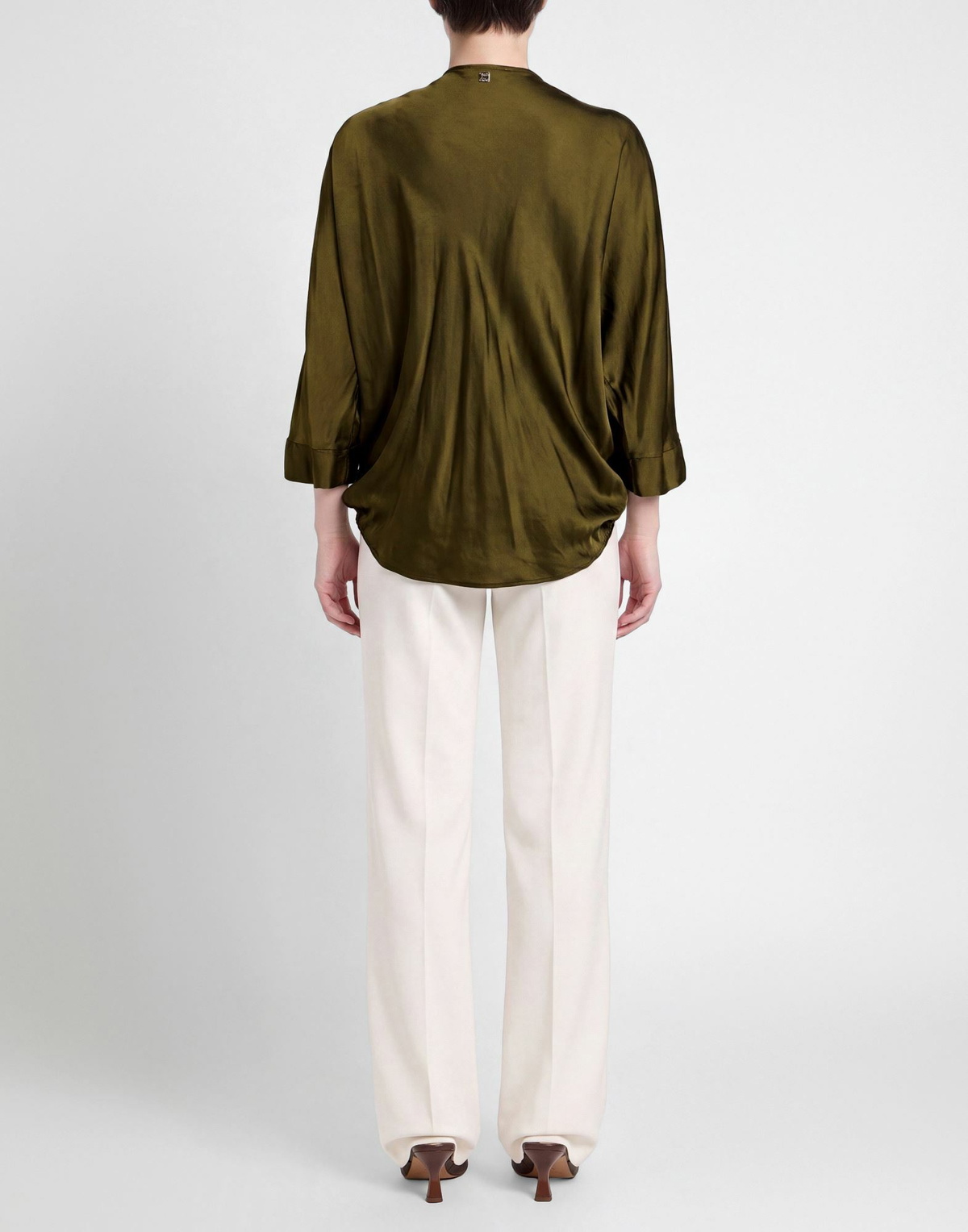 Manila Grace Womens Top Military in Green