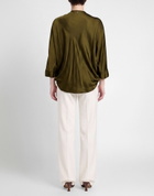 Manila Grace Womens Top Military in Green