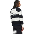 Thom Browne Navy & White Hector 4-Bar Rugby Hoodie