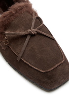 Aeyde Jasper Shearling-lined Suede Loafers Brown