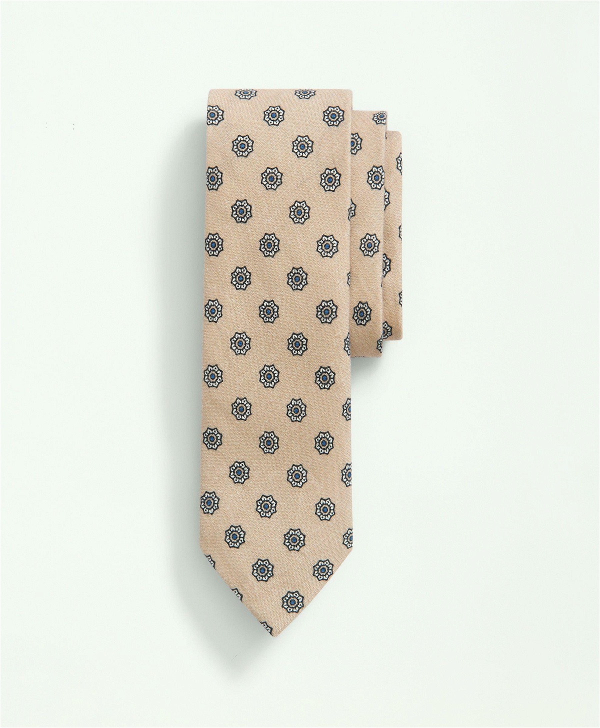 Brooks Brothers Men's Linen Floral Print Tie | Tan