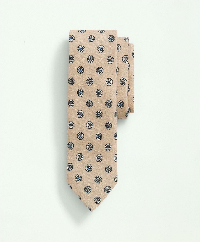 Photo: Brooks Brothers Men's Linen Floral Print Tie | Tan