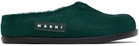 Marni Kids Green Patch Slippers