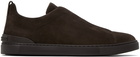 ZEGNA Brown Triple Stitch Sneakers