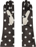 Moschino Black & Off-White Short Leather Gloves