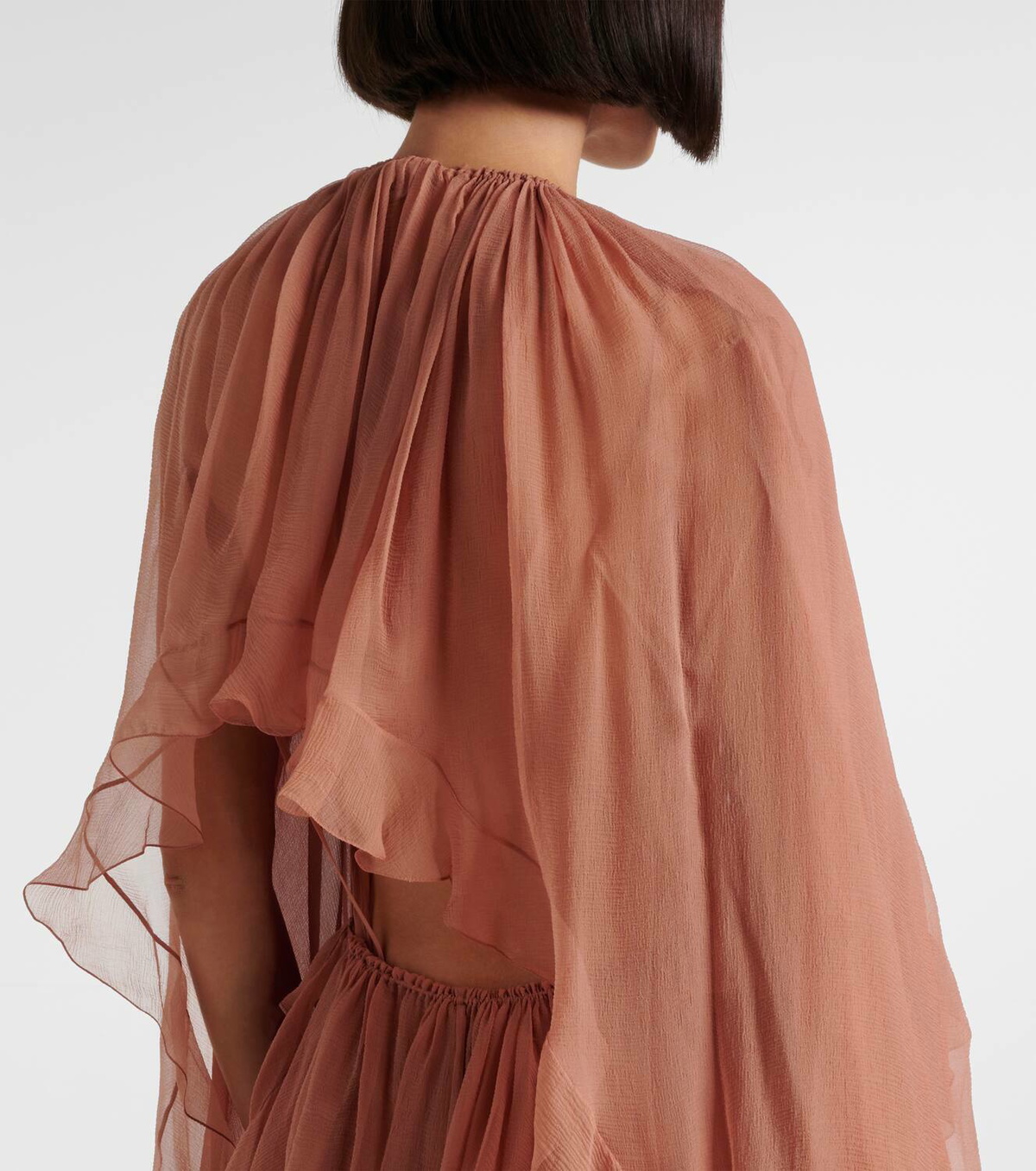 【関税&送料込】Chloe Short Brown Shiny Cotton Cape Chloé Ruffled silk muslin cape Chloe
