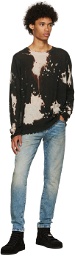 R13 Black Bleached Distressed Edge Sweater