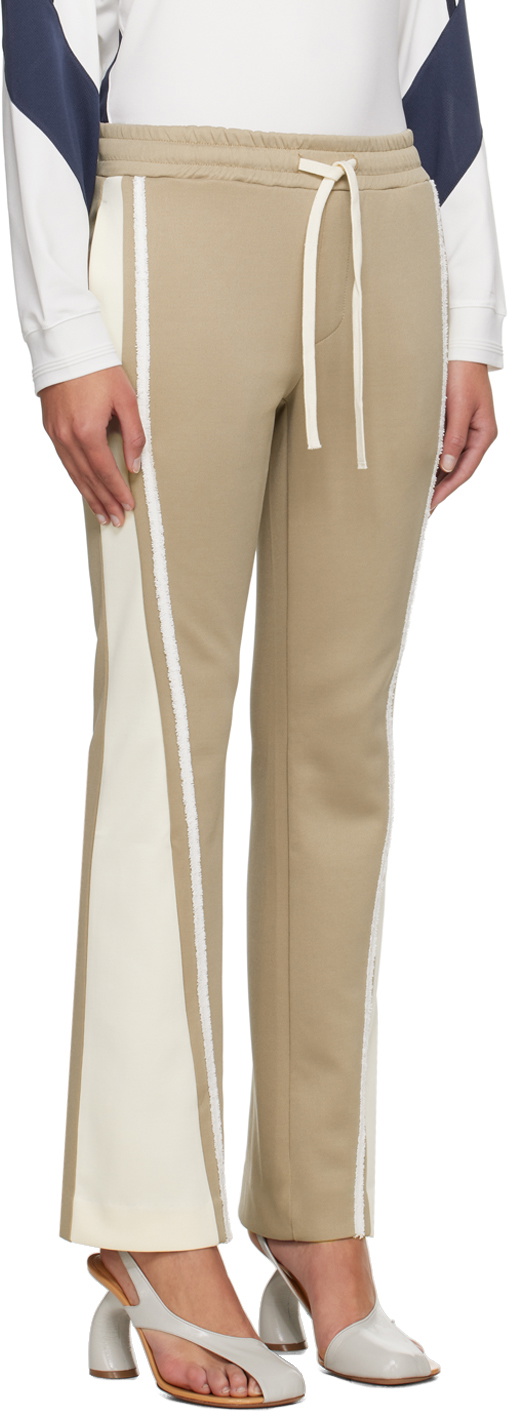 Kijun Beige & Off-White Flared Tape Track Pants
