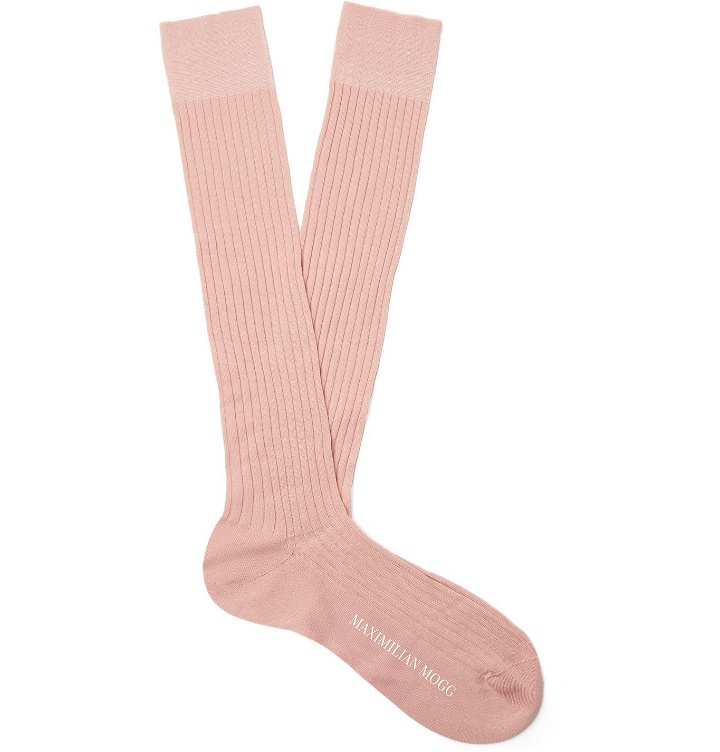 Photo: Maximilian Mogg - Ribbed Fil d'Ecosse Cotton-Blend Socks - Pink