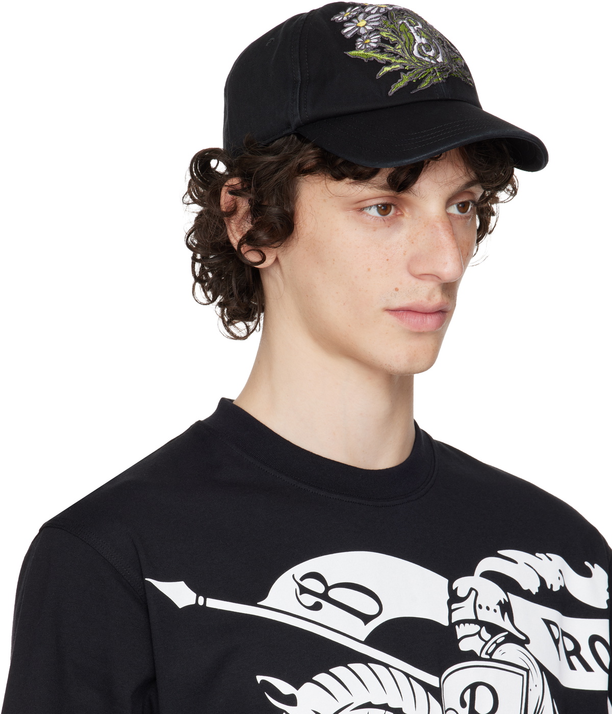 Burberry Black Daisy 'B' Gabardine Baseball Cap Burberry
