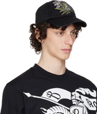 Burberry Black Daisy 'B' Gabardine Baseball Cap