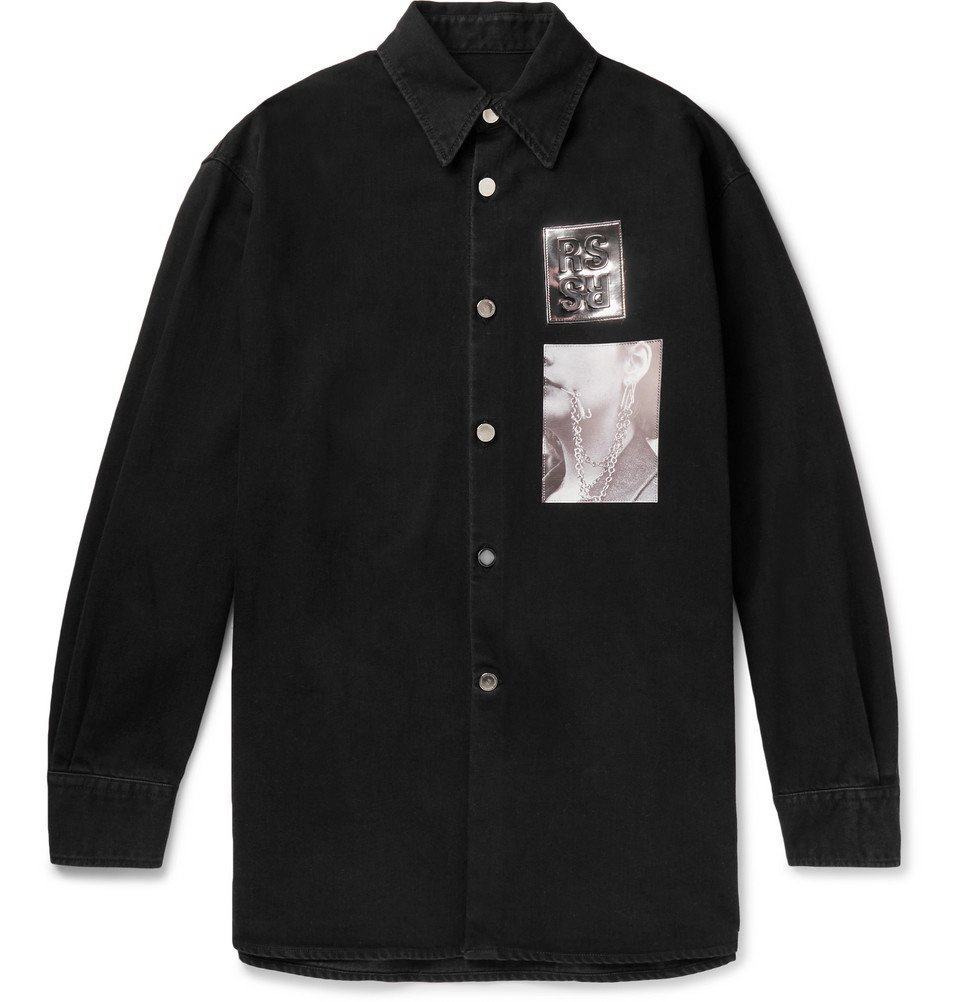 Raf Simons - Oversized Appliquéd Denim Shirt Jacket - Men - Black Raf ...