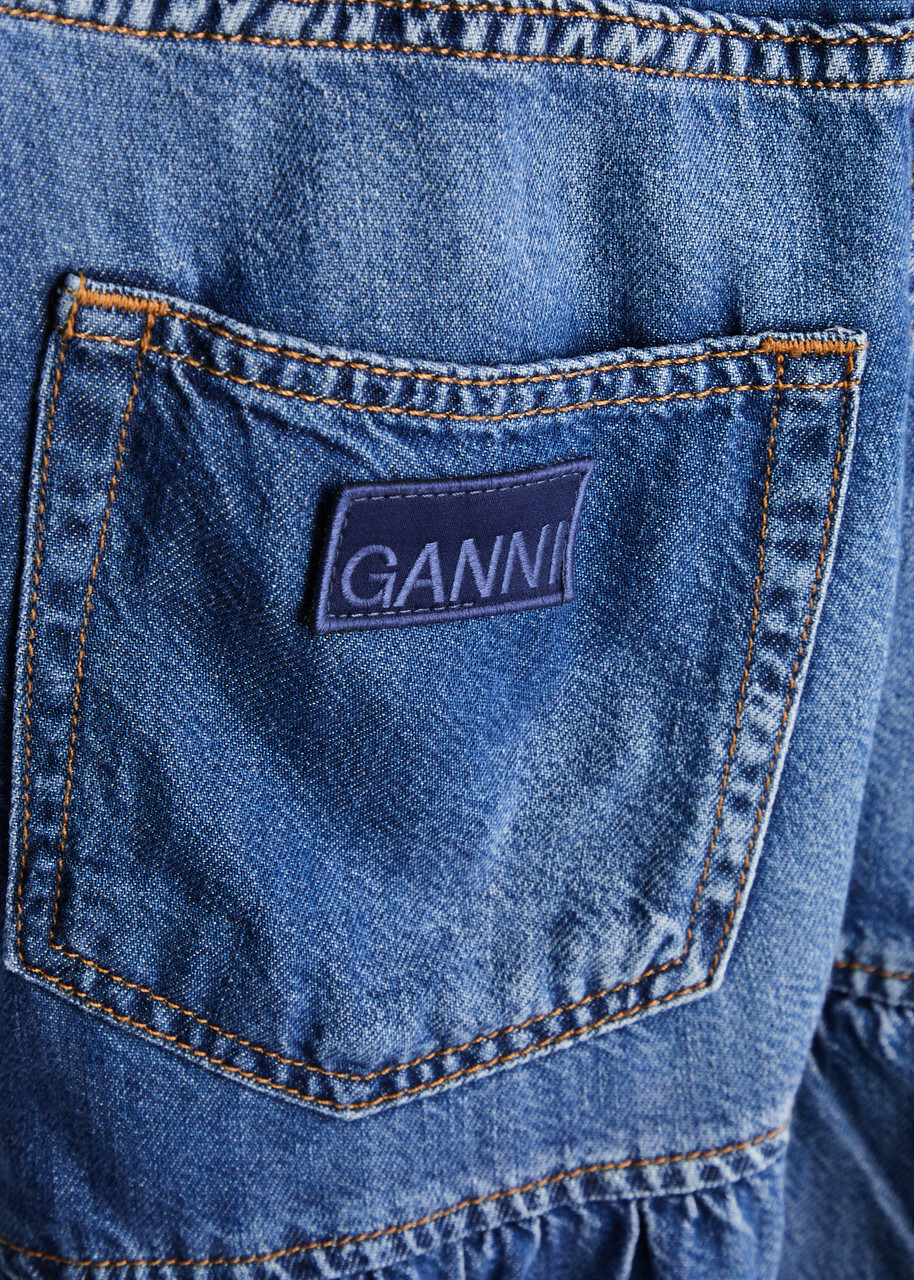 Ganni Tiered Denim Midi Dress GANNI