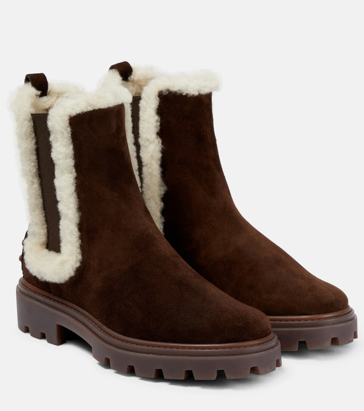 Tod's - Shearling-trimmed suede Chelsea boots