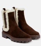 Tod's - Shearling-trimmed suede Chelsea boots