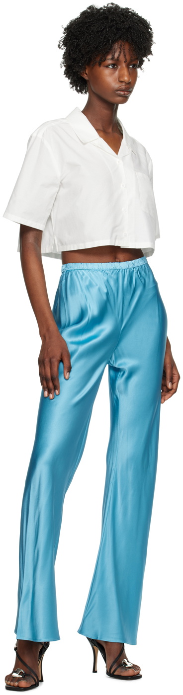 Blue Flared Lounge Pants by Silk Laundry on Sale