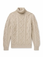 Anderson & Sheppard - Cable-Knit Wool and Cashmere-Blend Rollneck Sweater - Neutrals