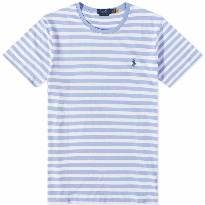 Photo: Polo Ralph Lauren Men's Funstripe T-Shirt in Lafayette Blue/White