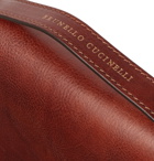 Brunello Cucinelli - Burnished Full-Grain Leather Pouch - Brown