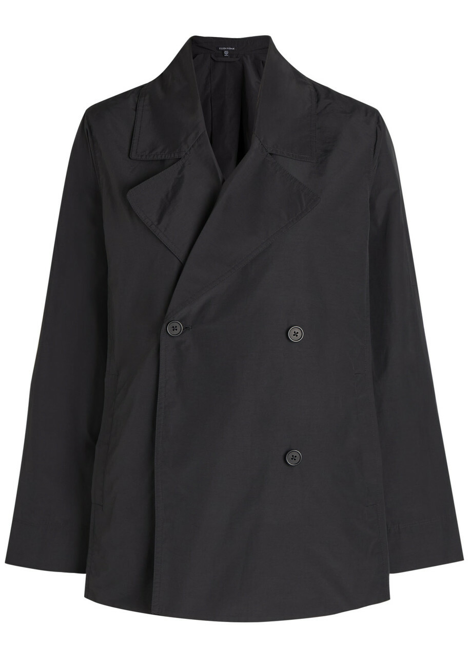 Eileen Fisher Double-breasted Shell Trench Jacket Black