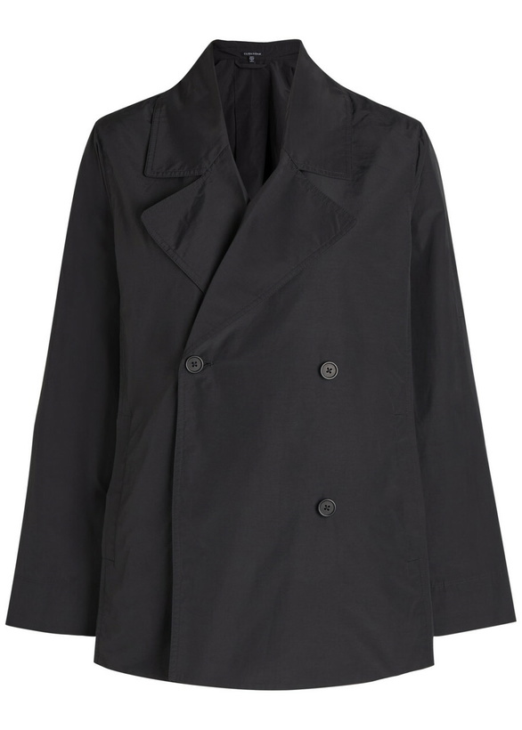 Photo: Eileen Fisher Double-breasted Shell Trench Jacket Black