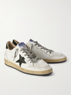 Golden Goose - Ballstar Distressed Leather and Suede Sneakers - White