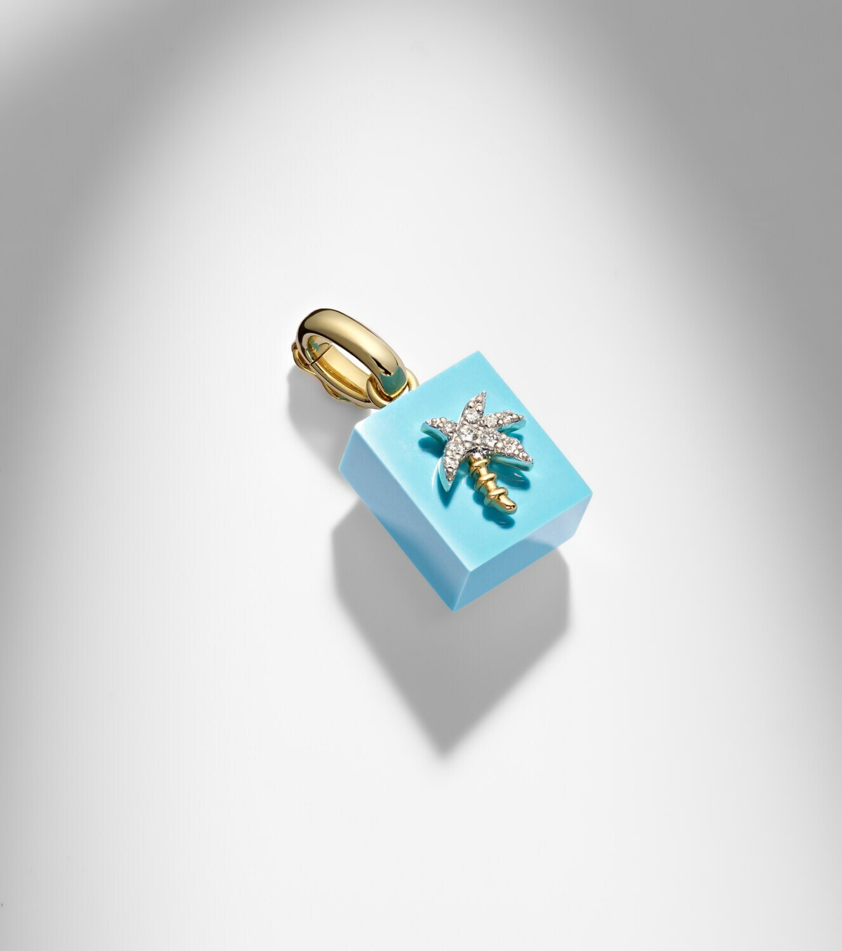 Yvonne Léon Palmier and Le Cubo 9kt gold earring and pendant set with turquoise and diamonds