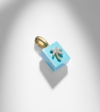 Yvonne Léon Palmier and Le Cubo 9kt gold earring and pendant set with turquoise and diamonds