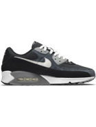 Nike - Air Max 90 Premium Suede and Leather-Trimmed Canvas Sneakers - Black