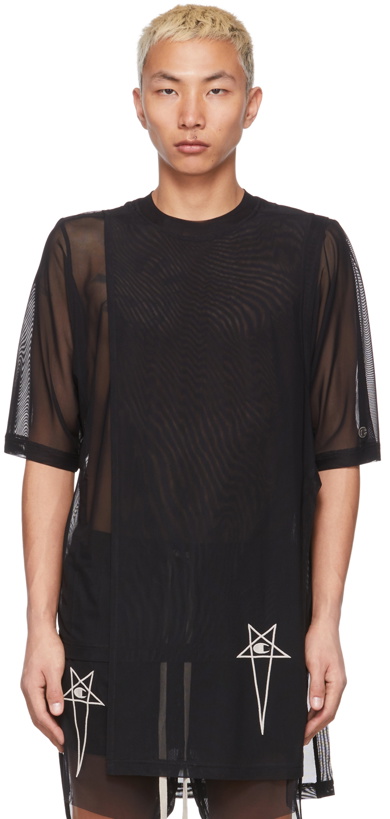 Photo: Rick Owens Black Champion Edition Mesh Toga T-Shirt