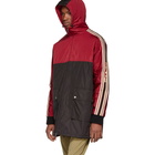 Gucci Red and Black Nylon Logo Stripe Coat