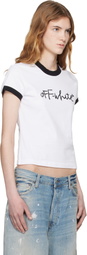 Off-White White Embroidered Script Fitted T-shirt