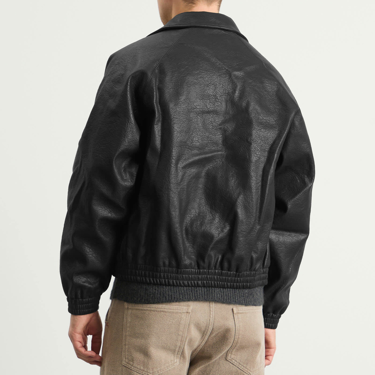Arte Men's Basic Leather Jacket in Black