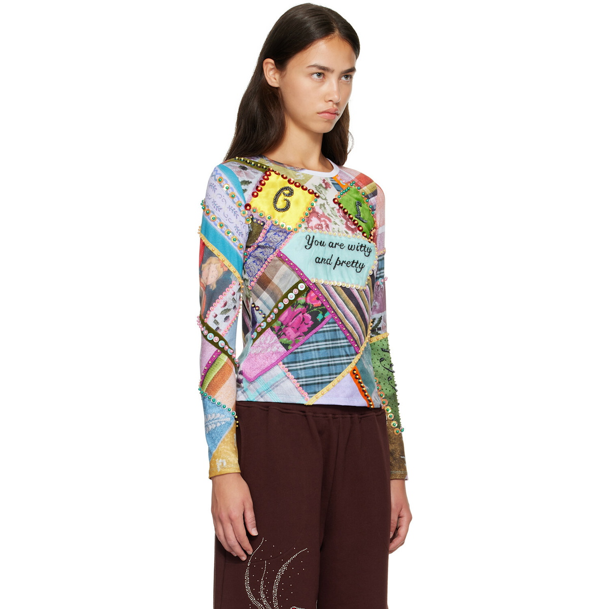 Chopova Lowena Multicolor 'Witty' Beaded Jersey Top
