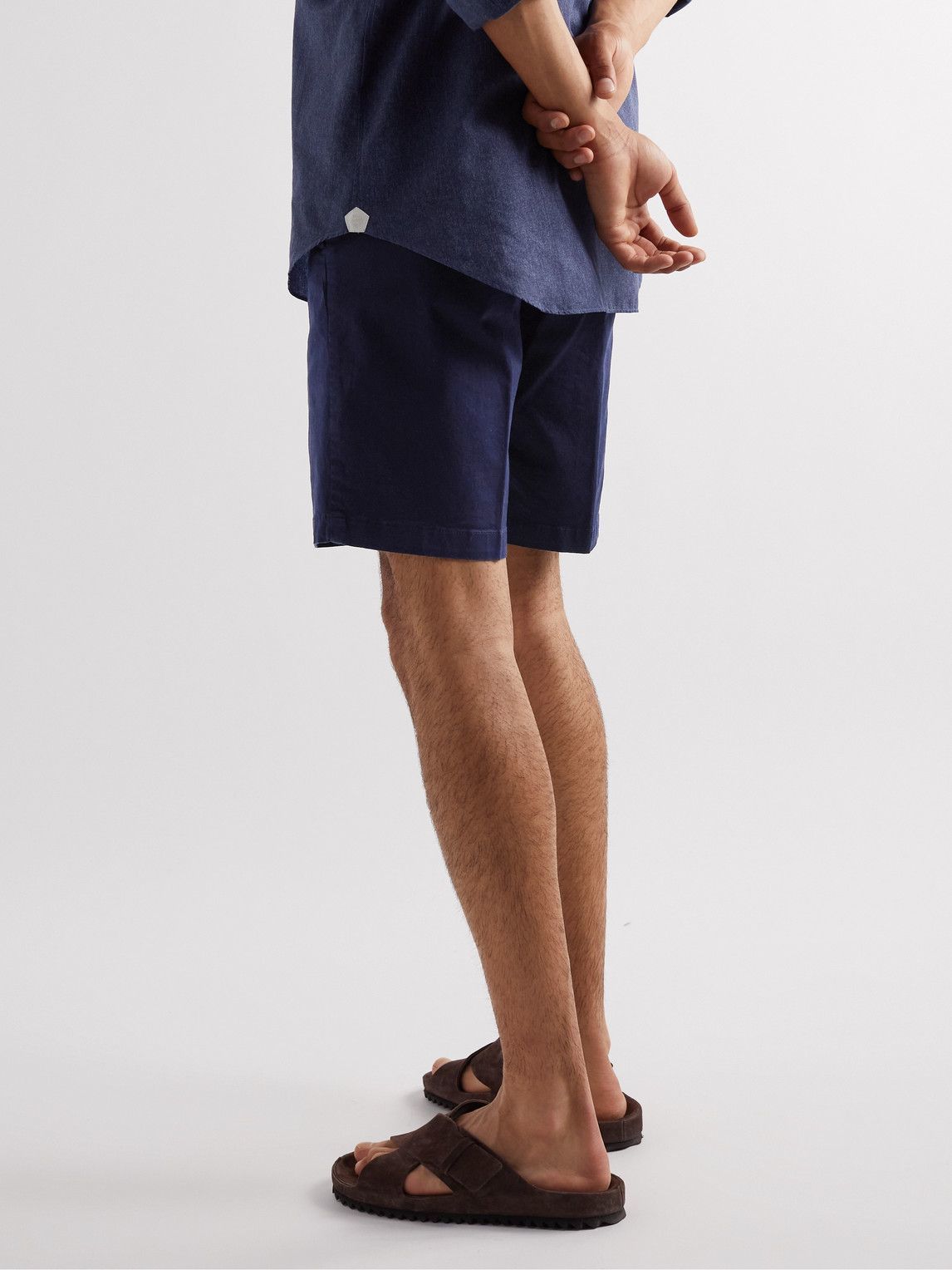 MP Massimo Piombo - Straight-Leg Cotton-Blend Gabardine Bermuda Shorts - Blue
