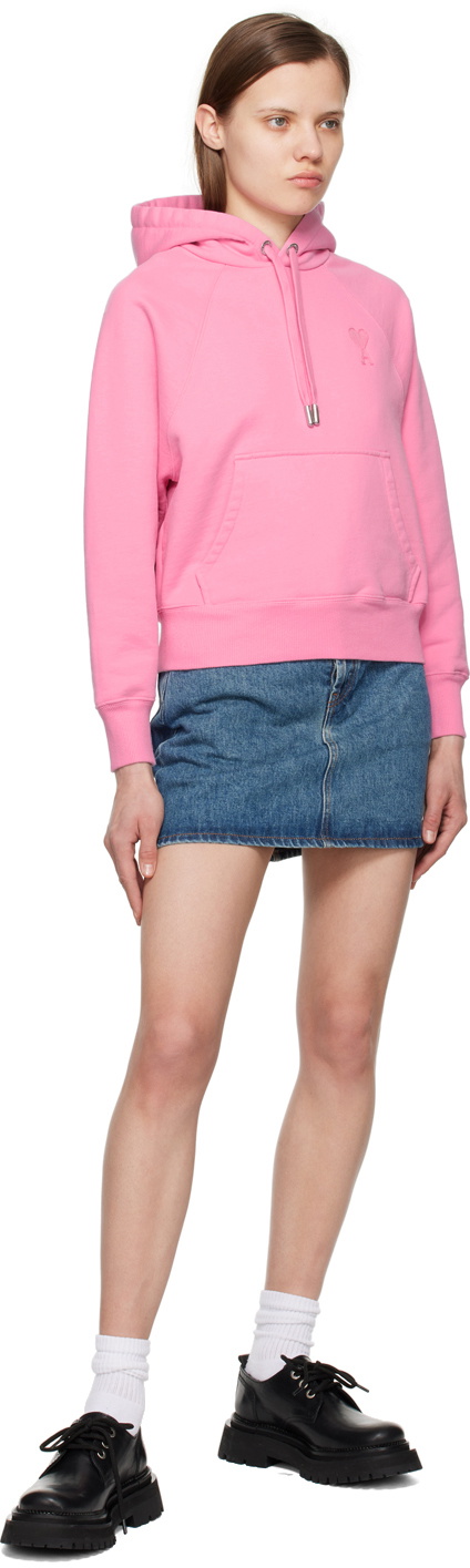 AMI Alexandre Mattiussi Pink Ami De Cœur Hoodie