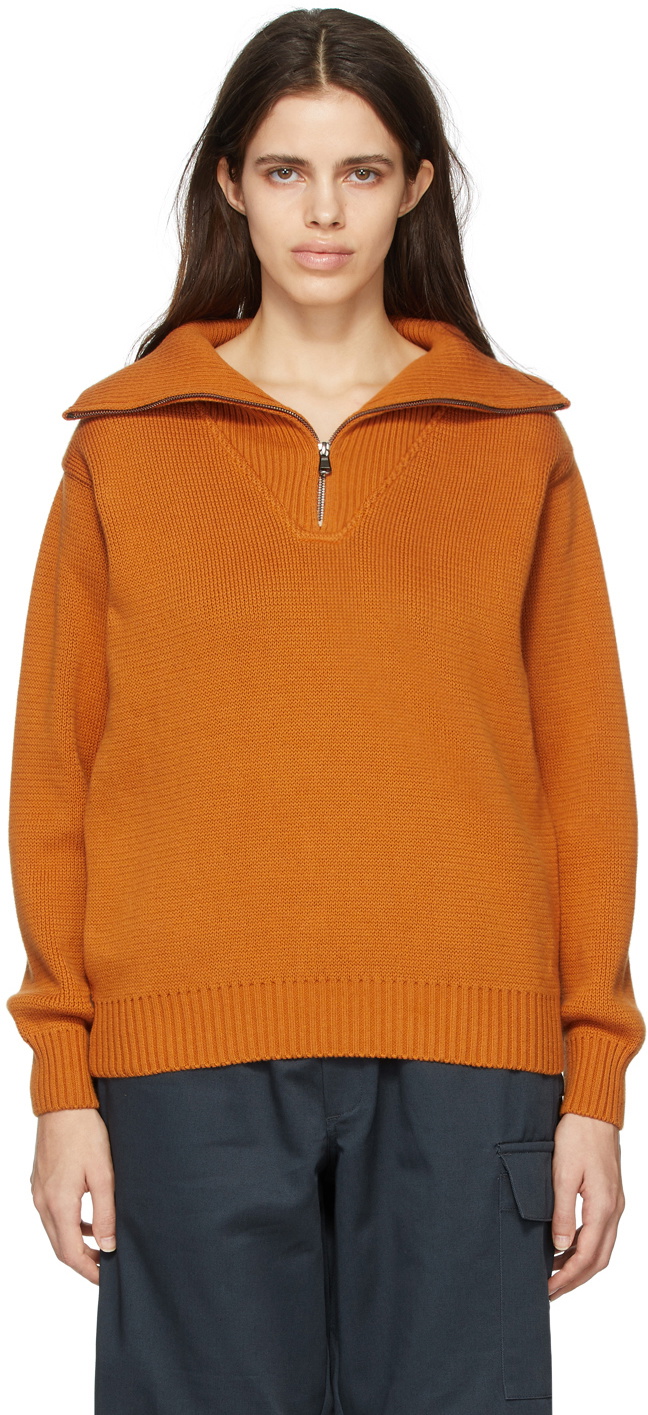 GR10K Orange Anti Cotton Half-Zip Sweater