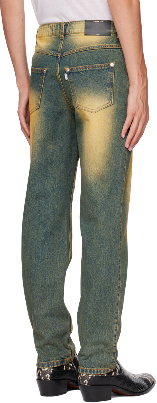 Juntae Kim Blue Gathered Corset Jeans