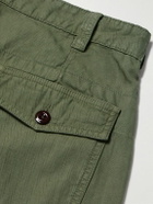 Drake's - Tapered Herringbone Cotton and Linen-Blend Twill Trousers - Green